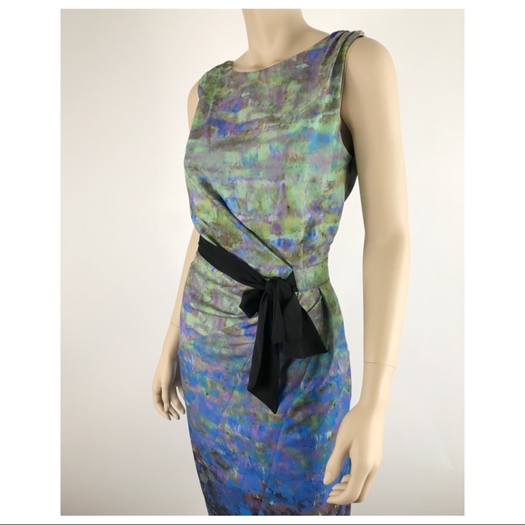 Suzi Chin side tie watercolor cocktail dress - Picture 3 of 8